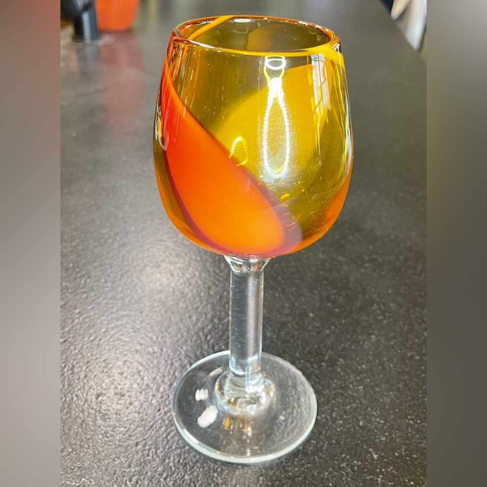 Hand-blown colorful wine glass